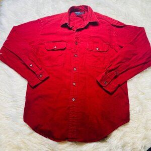 Vintage Polo Ralph Lauren GI Shirt Flannel Red Mens Large Button Up Long Sleeve